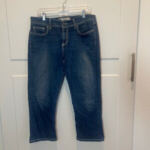 BKE Denim Harper Crop Jeans‎ Womens Size 31 Embellished Pockets Dark Wash
